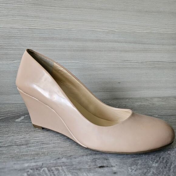 Jessica Simpson Womens Sampson Wedge Heel Pump Nude Patent Round Toe Size 7.5 - Picture 3 of 16